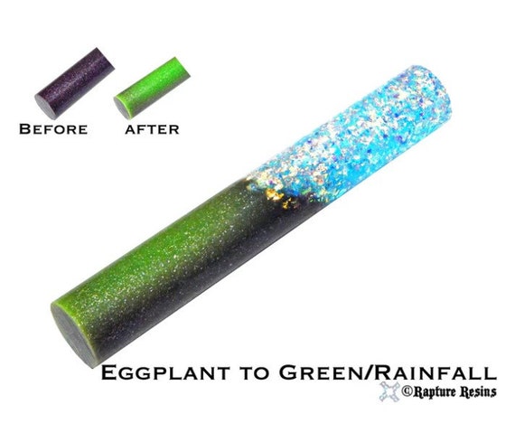 Diamond Painting Pen - Thermal Mutations Eggplant to Green / Rainfall glitter - Custom handmade handcrafted acrylic