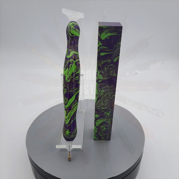 Diamond Painting Pen - joking around - Handmade Custom purple and green handcrafted  lathe acrylic