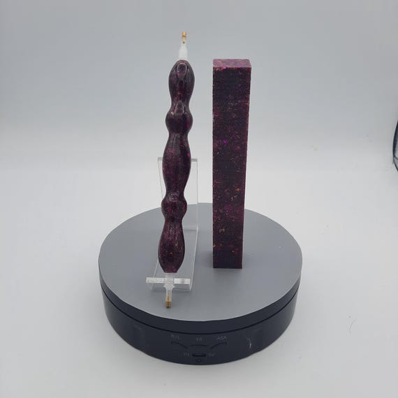 Diamond Painting Pen - Space Princess Glitter Limited Edition - handmade custom handcrafted lathe acrylic fuchsia purple / pink, gold stars