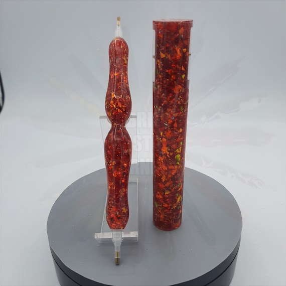 Diamond Painting Pen  - Forever Flame Angel Wings Glitter - Custom handmade handcrafted lathe acrylic red sparkle shiny