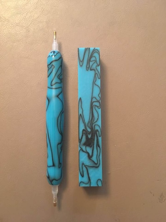 Diamond Painting Pen  - Aqua with Black Thread (turquoise) - custom handmade handcrafted lathe acrylic