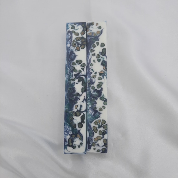 Diamond Painting Pen - Blue Teal and White Cholla Cactus - Handmade Custom handcrafted lathe hybrid