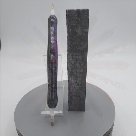 Diamond Painting Pen - Purple Damascus - Custom handmade handcrafted lathe acrylic purple black silver