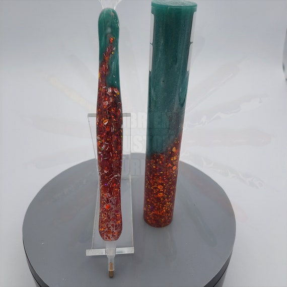 Diamond Painting Pen  - Mutations Aqua / Ring of Fire Glitter - Handmade Custom handcrafted lathe acrylic glitter blue red