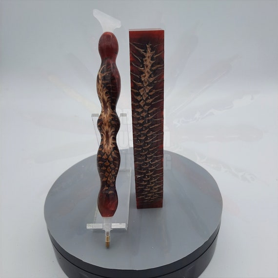 Diamond Painting Pen - Red Velvet Pinecone - Handmade Custom Cone handcrafted lathe acrylic hybrid full size pinecone