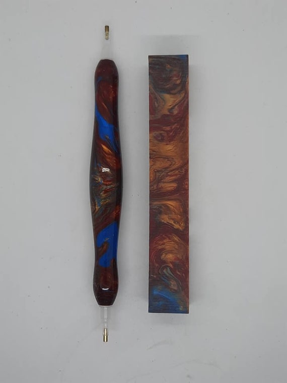 Diamond Painting Pen  - A Kingly Coat - custom handmade rust and blue handcrafted lathe acrylic