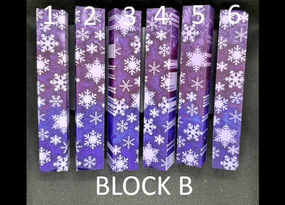 Diamond Painting Pen - Block B - handmade custom handcrafted lathe acrylic snowflake winter snow purple white - Castaway Creations