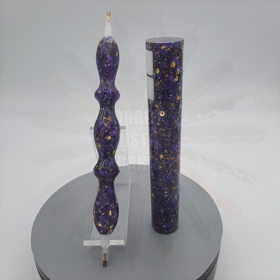 Diamond Painting Pen  - Merlin's Hat Glitters and Gold - Handmade Custom handcrafted lathe acrylic purple sparkle shiny