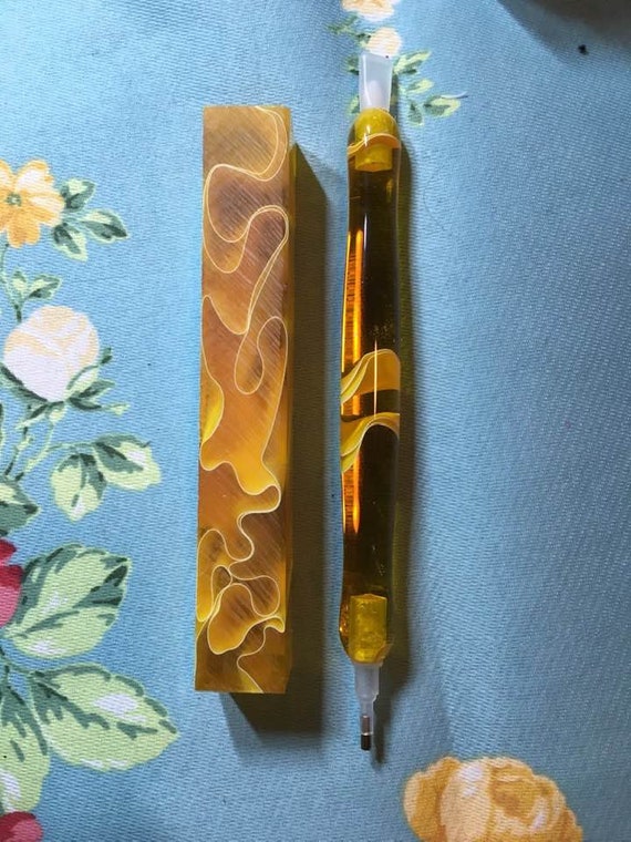 Diamond Painting Pen - Canary Water - Handmade Custom transparent see through yellow handcrafted  lathe acrylic