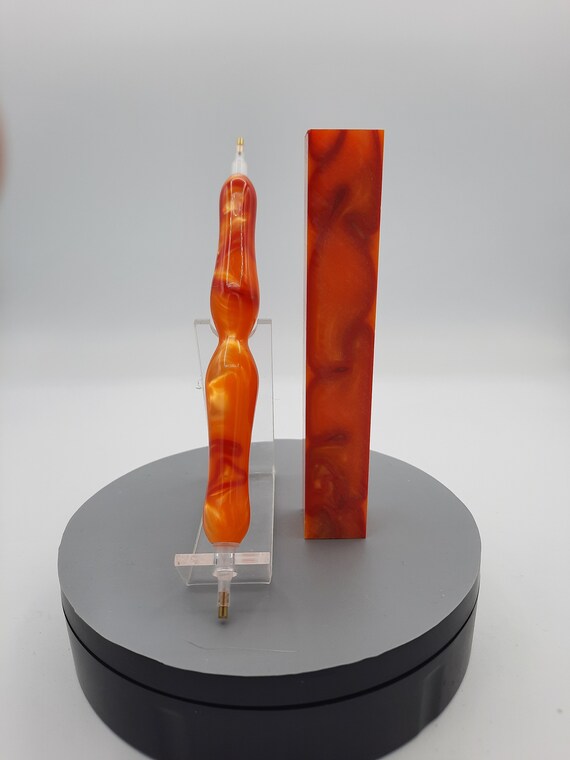 Diamond Painting Pen - Kirinite Sunburst - Handmade Custom orange handcrafted  lathe acrylic
