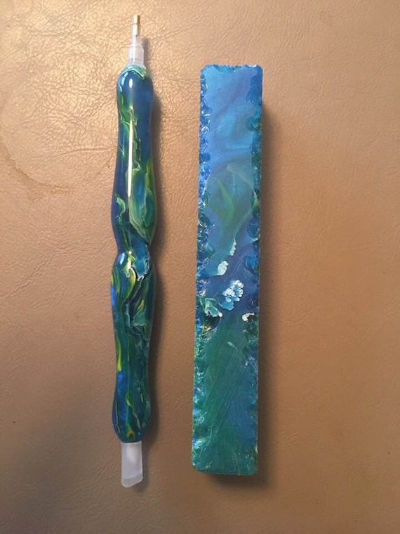 Diamond Painting Pen - Ocean Mist Blue Green Ocean - handmade custom handcrafted  lathe acrylic