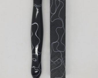 Diamond Painting Pen - Pitch Black with white swirl - Handmade Custom handcrafted lathe acrylic