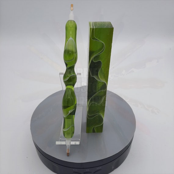 Diamond Painting Pen - Olive Water - Handmade Custom green transparent see through  handcrafted  lathe acrylic