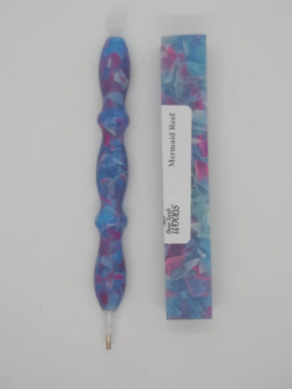 Diamond Painting Pen  - Mermaid coral reef - Handmade Custom blue, purple handcrafted lathe acrylic mosaic