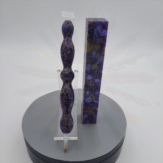 Diamond Painting Pen - fractured majesty - Handmade Custom handcrafted lathe acrylic purple and gold