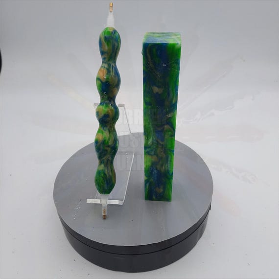 Diamond Painting Pen - Plateau Colors - Handmade Custom green, blue, yellow, and white handcrafted lathe acrylic