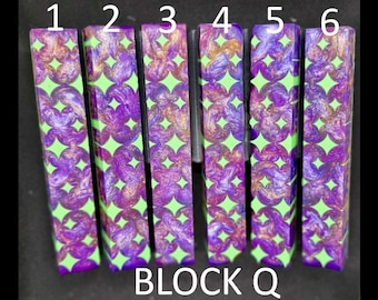 Diamond Painting Pen - Block Q - handmade custom handcrafted lathe acrylic purple green diamonds - Castaway Creations