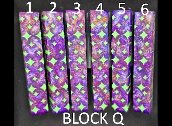 Diamond Painting Pen - Block Q - handmade custom handcrafted lathe acrylic purple green diamonds - Castaway Creations