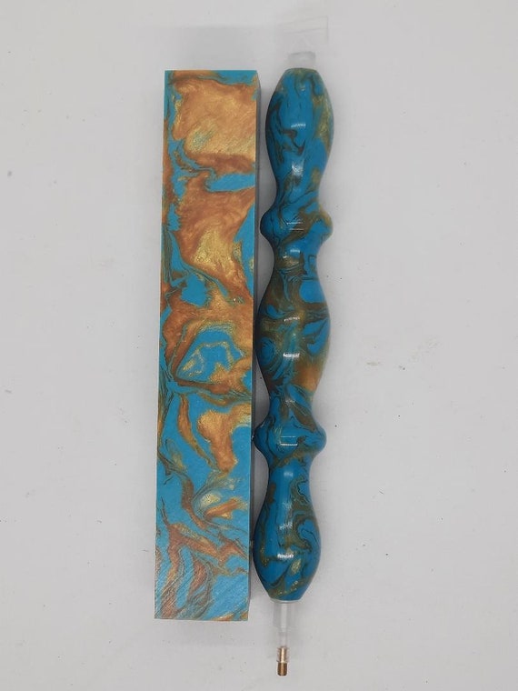 Diamond Painting Pen - Kingman Colors - Handmade Custom blue and gold handcrafted lathe acrylic
