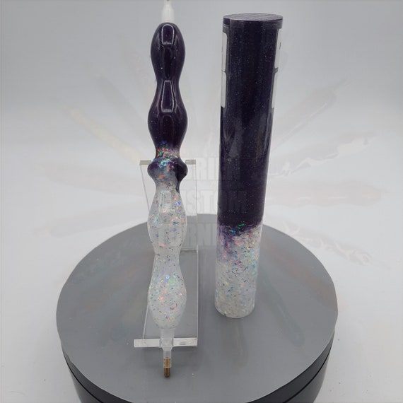 Diamond Painting Pen  - Thermal Mutations Purple to Teal / Crown of Light Glitter - handmade custom handcrafted lathe shiny