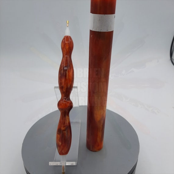 Diamond Painting Pen - En Fuego Diamond Cast - Custom handmade handcrafted lathe acrylic orange, red, yellow, fire