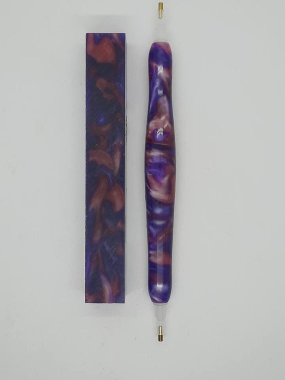 Diamond Painting Pen - Flower Power - Handmade Custom purple, pink handcrafted lathe acrylic