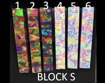 Diamond Painting Pen - Block S - handmade custom handcrafted lathe acrylic multicolor rainbow - Castaway Creations