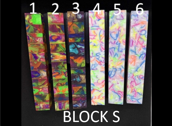 Diamond Painting Pen - Block S - handmade custom handcrafted lathe acrylic multicolor rainbow - Castaway Creations