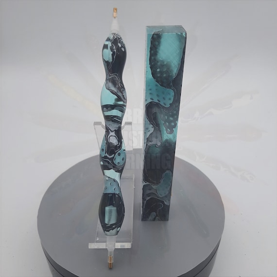 Diamond Painting Pen - Cool Mint Water Mesh - Custom handmade handcrafted ed lathe acrylic transparent see through blue-green black