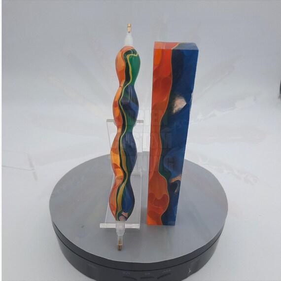 Diamond Painting Pen - Funhouse - Handmade Custom orange, yellow, blue, clear, transparent, see through handcrafted lathe acrylic