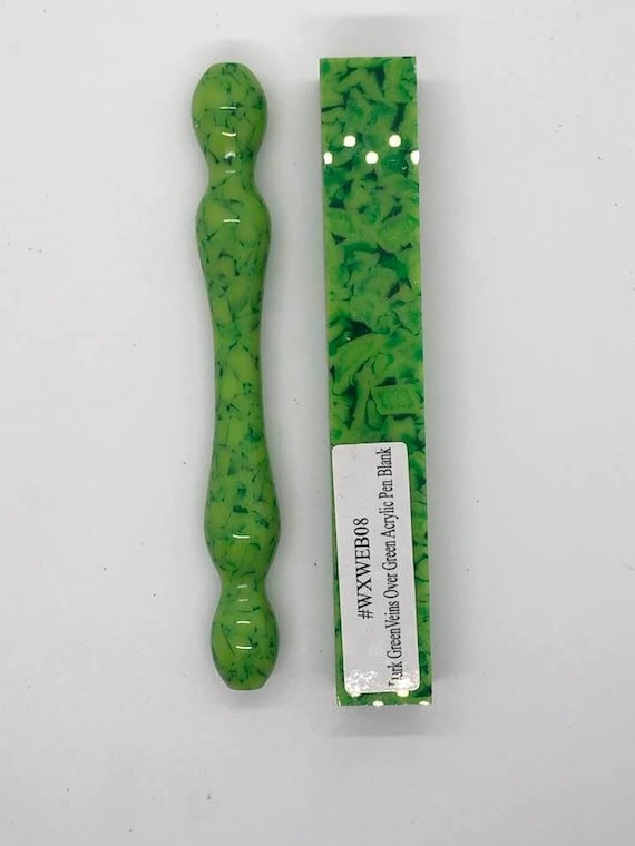 Diamond Painting Pen Dark Green Veins Over Green Handmade Custom Hand Turn  Lathe Acrylic Marble 
