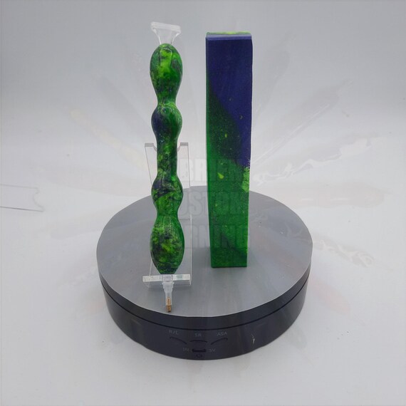 Diamond Painting Pen  - Alien Abduction Glitter Swirl - Custom handmade handcrafted lathe acrylic green blue yellow