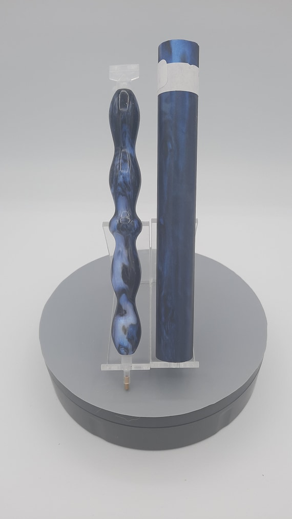 Diamond Painting Pen - Ecto Blue Diamond Cast - Custom handmade handcrafted lathe acrylic ghost blue black white sparkle shine