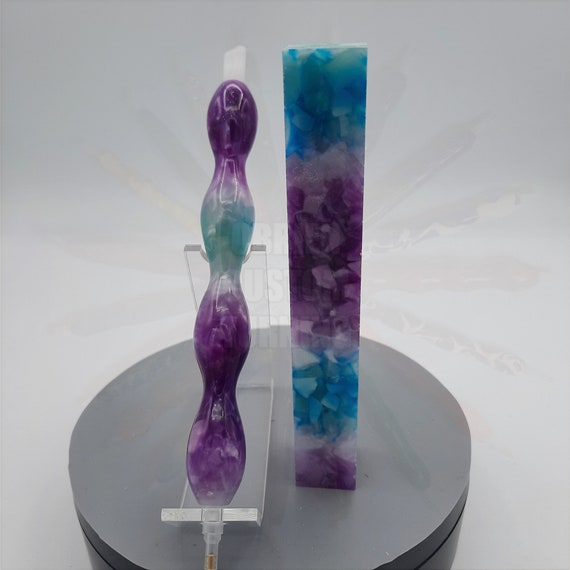 Diamond Painting Pen - Winter Blossom - Handmade Custom purple aqua silver handcrafted lathe acrylic