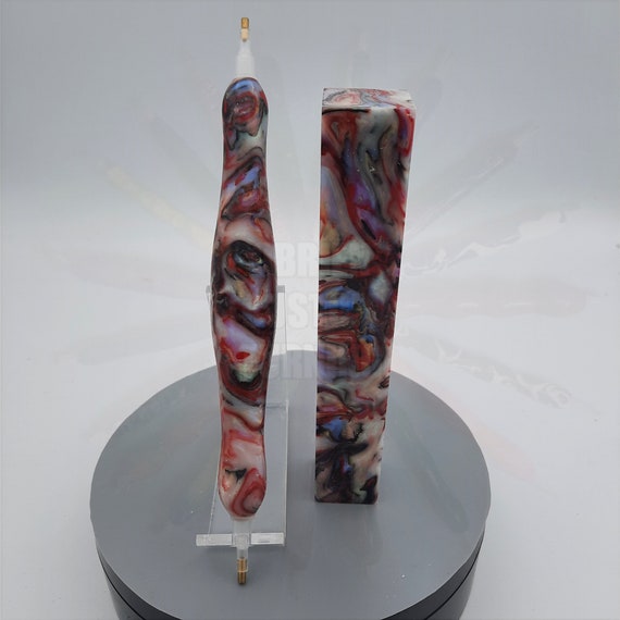 Diamond Painting Pen  - Mother of Pearl with Red - Handmade Custom handcrafted lathe acrylic abalone