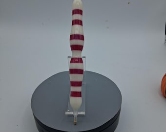 Diamond Painting Pen - Pink and White Stripe - handmade handcrafted lathe acrylic red-Available for Immediate Purchase 6