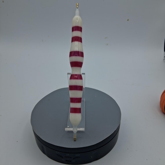 Diamond Painting Pen - Pink and White Stripe - handmade handcrafted lathe acrylic red-Available for Immediate Purchase 6