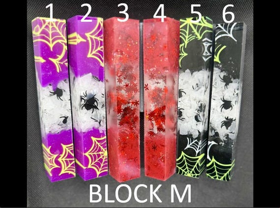 Diamond Painting Pen - Block M - handmade custom handcrafted lathe acrylic spiderweb spider web orange black - Castaway Creations