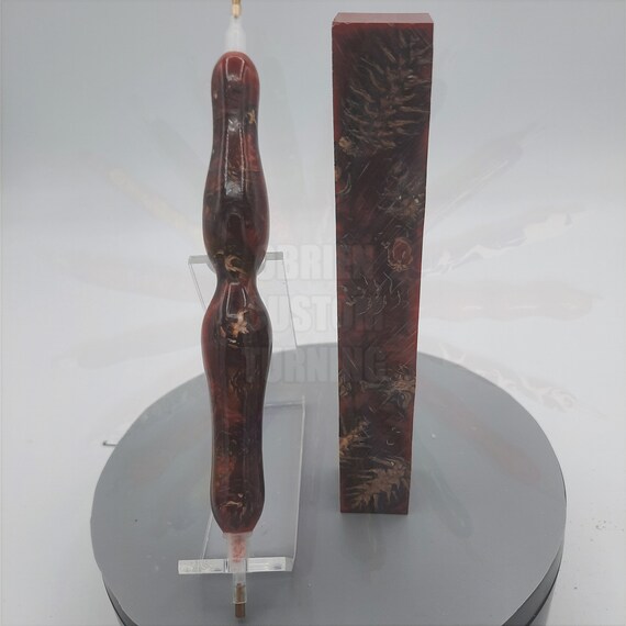 Diamond Painting Pen - Red Velvet Mini Pine Cone - Custom handmade handcrafted lathe acrylic hybrid pinecone
