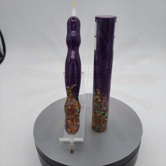 Diamond Painting Pen  - Thermal Mutations Purple to Pink / Liftoff Glitter - handmade custom handcrafted lathe acrylic gold