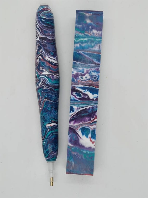 Diamond Painting Pen - Iris limited edition - Handmade Custom blue peach black white handcrafted lathe acrylic