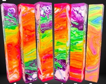 Diamond Painting Pen - Block L - handmade custom handcrafted lathe acrylic graffiti rainbow - Castaway Creations