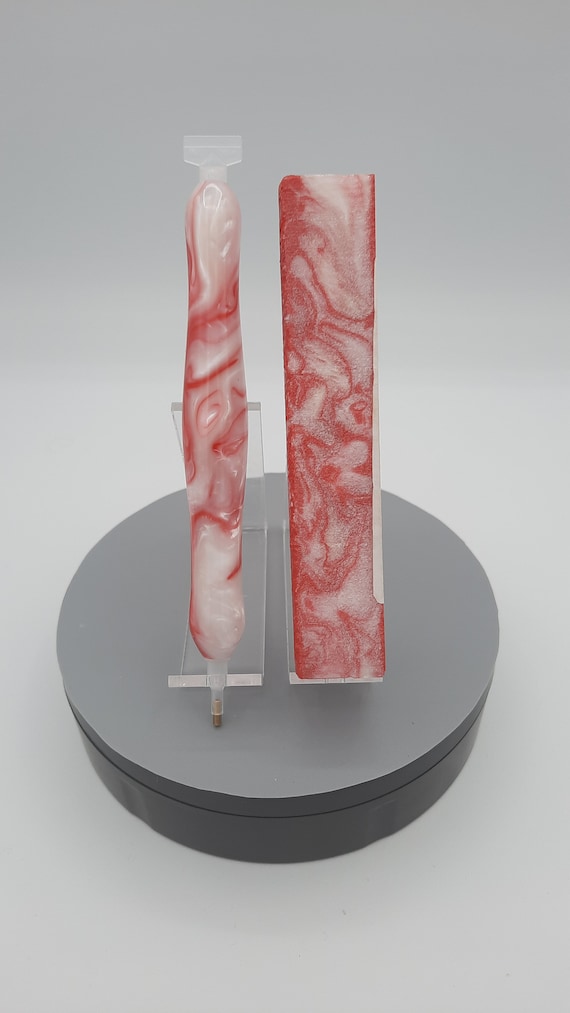 Diamond Painting Pen - Cherry Malt - custom handmade red and white handcrafted lathe acrylic
