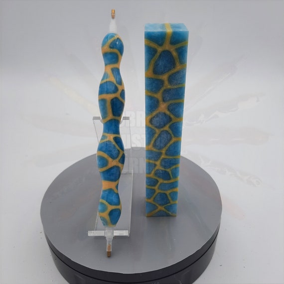 Diamond Painting Pen  - Ice Blue Giraffe - Handmade Custom hand turn lathe animal spots