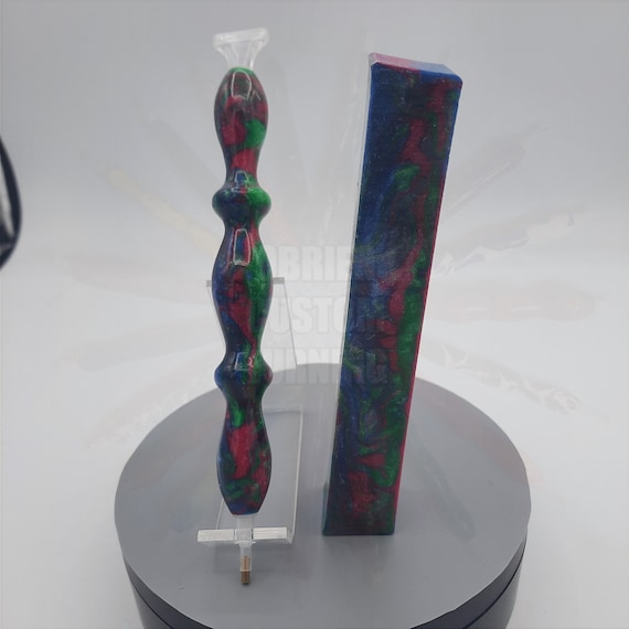Diamond Painting Pen - Celestial Blossom Glow in the Dark - Custom handmade handcrafted lathe acrylic green, purple, blue fuchsia