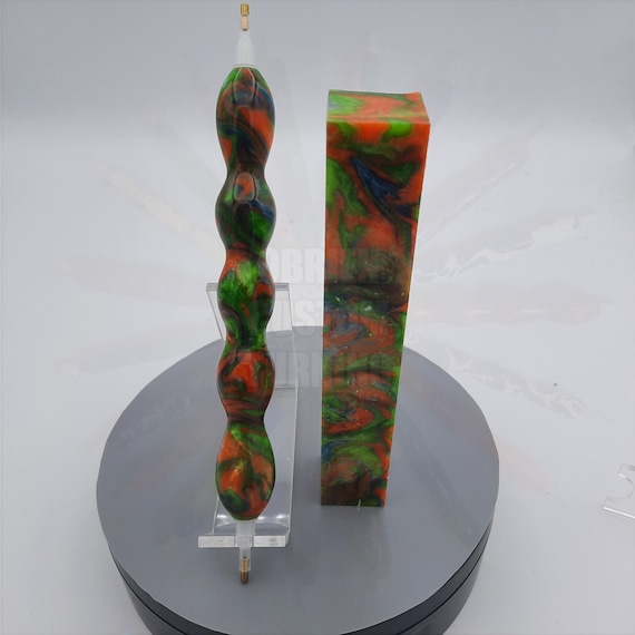 Diamond Painting Pen - Paradise Island Colors - Handmade Custom orange, green, and blue handcrafted lathe acrylic