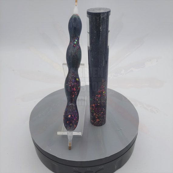 Diamond Painting Pen  - Thermal Mutations Blue to Yellow / Royal Jubilee Glitter - Custom handmade handcrafted lathe acrylic