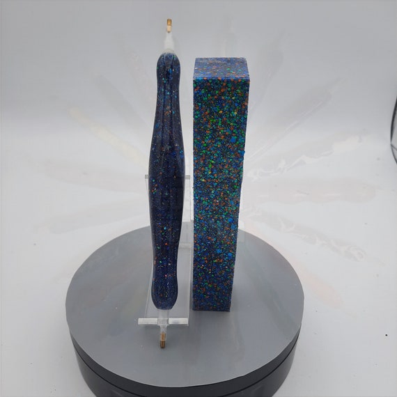 Diamond Painting Pen - Tropical Vacation Winter Glitz limited edition - Handmade Custom handcrafted  lathe blue rainbow confetti glitter