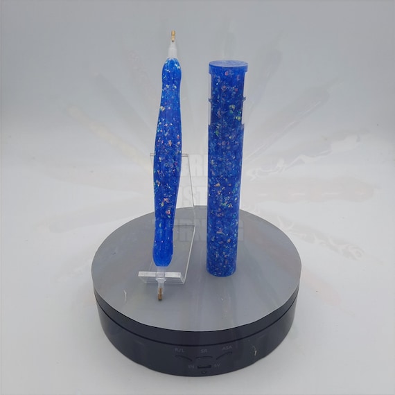 Diamond Painting Pen - Sapphire Dreams Angel Wings Glitter - Handmade Custom blue handcrafted lathe acrylic