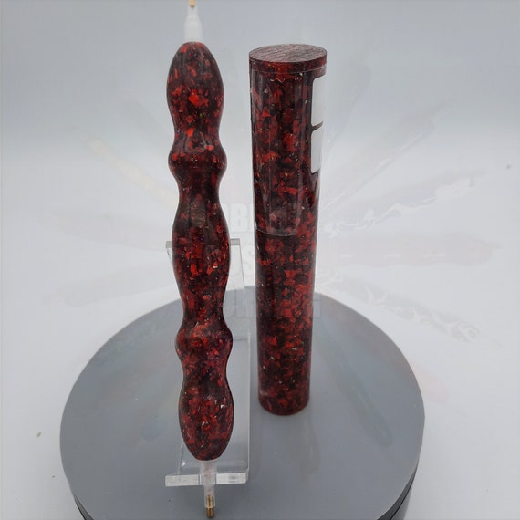 Diamond Painting Pen  - Ruby Red Flakey Glitter - Custom handmade handcrafted lathe acrylic sparkle shiny shimmer glimmer